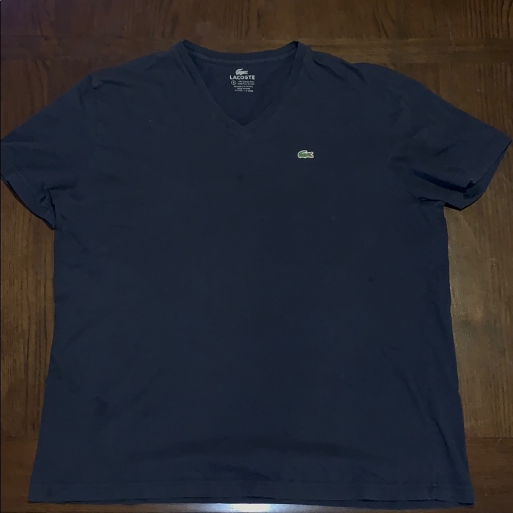 Dark navy blue lacoste v neck Tee shirt